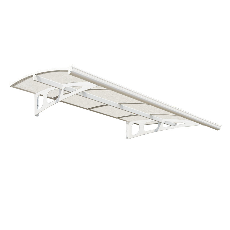 Palram - Canopia Bordeaux 7' x 4' Acrylic Galvanized Steel Convex Stationary Door and Window Awning White/Clear , White/Clear