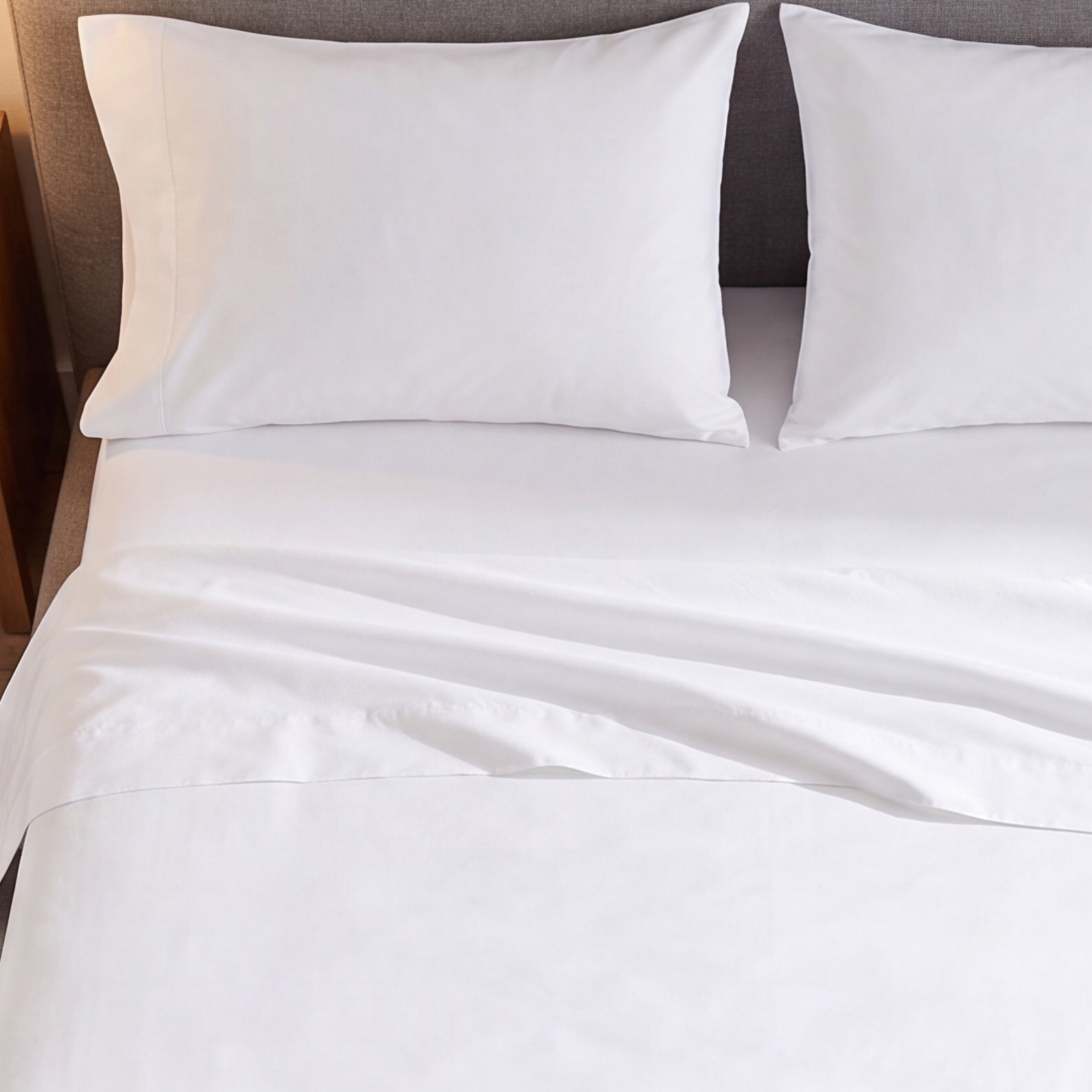 Ultimate Percale Cotton Sheet Set, Queen Sheet Set with 2 Pillowcases, Light Gray