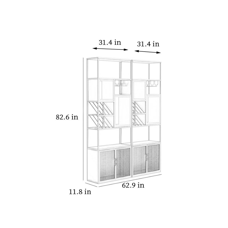 Iron Wine Rack, 82.6" H x 62.9" W x 11.8" D