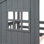 Lit superposé à échelle en gris - lit simple en bois massif pour la taille de la pièce avec bois, choix pratique pour la chambre à coucher-744619261