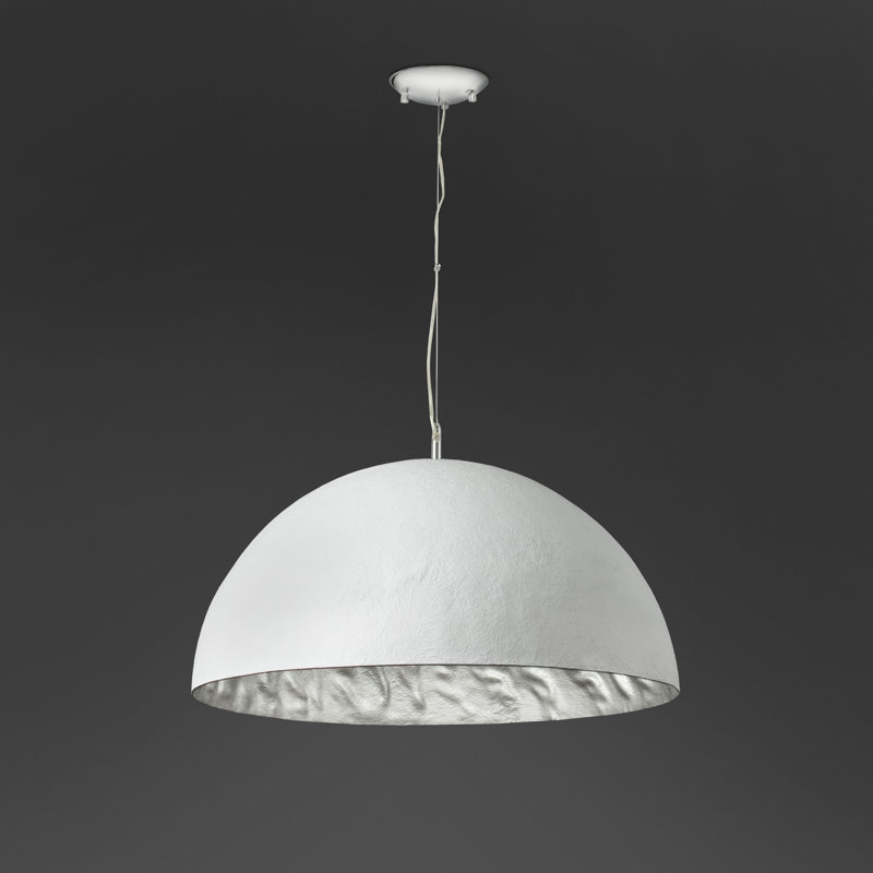 Hansen 3 - Light Silver Dome Pendant, White and Silver