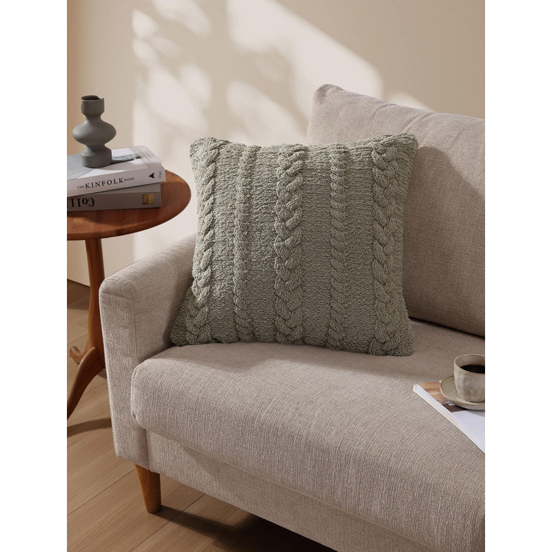 Braided Square Pillow Cover & Insert, Navy