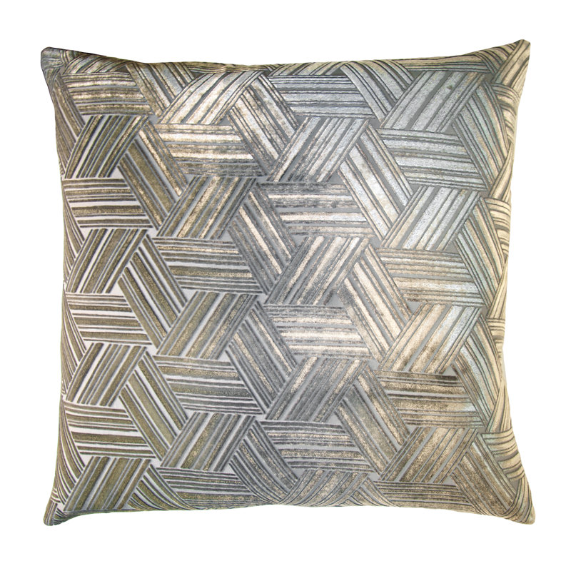 Entwined Square Velvet Pillow Cover & Insert, Nickel, 20" x 20"