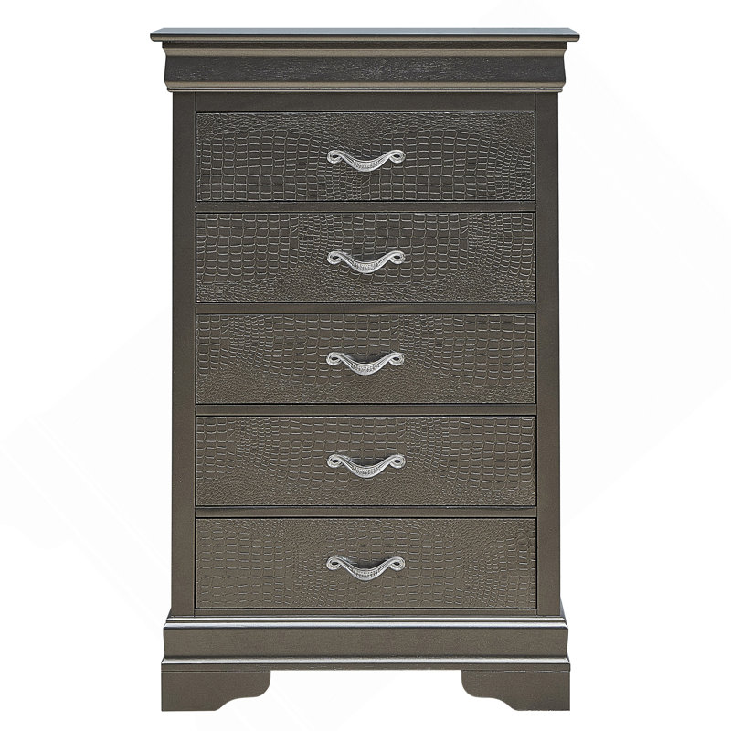Commode noire élégante en métal transitionnel, Charcoal Black