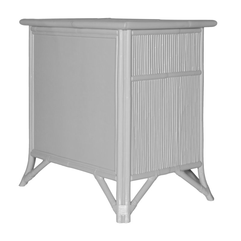 1 - Drawer Rattan Nightstand, Light Gray