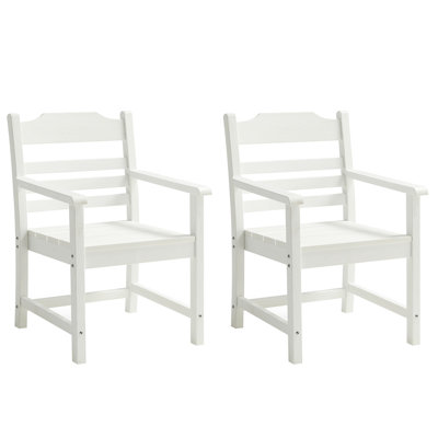 Patio Dining Chair Of 2 With , Hips, Pure White Wood Texture, Outdoor Comfort Decision (2Pcs) Arms, Faux Grain Relaxing