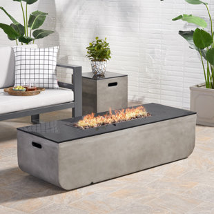 Amorae Rectangle Concrete Propane Fire Pit