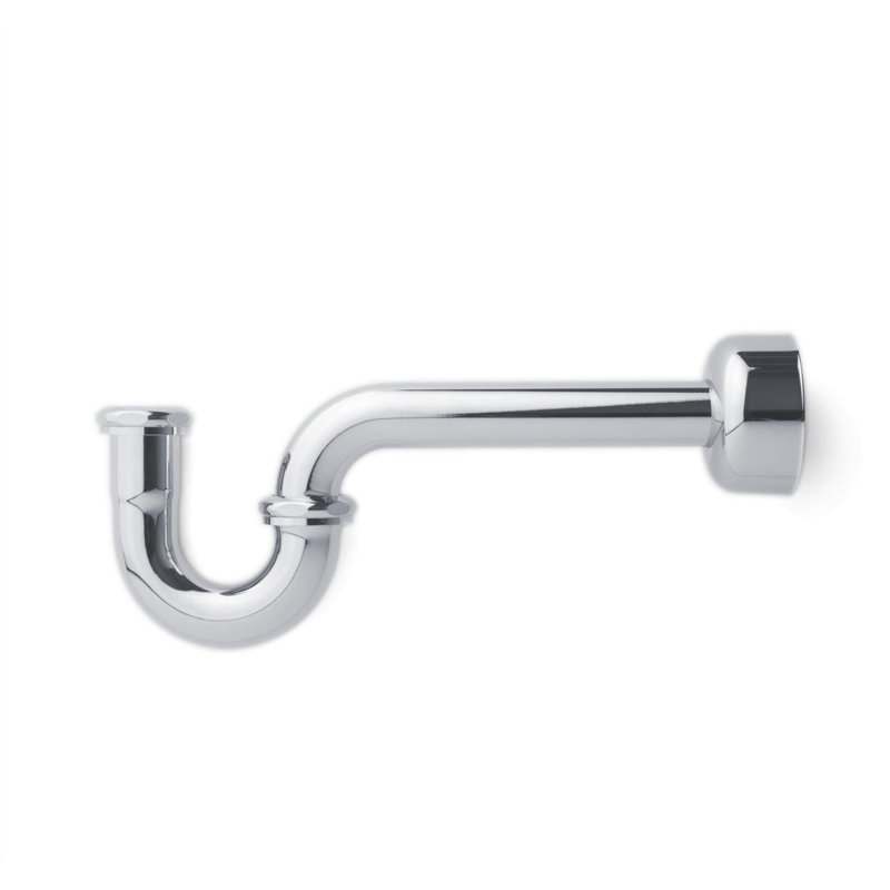 Signature Hardware 477101 1-1/4" P-Trap With High Box Flange - Brushed Gold, Chrome