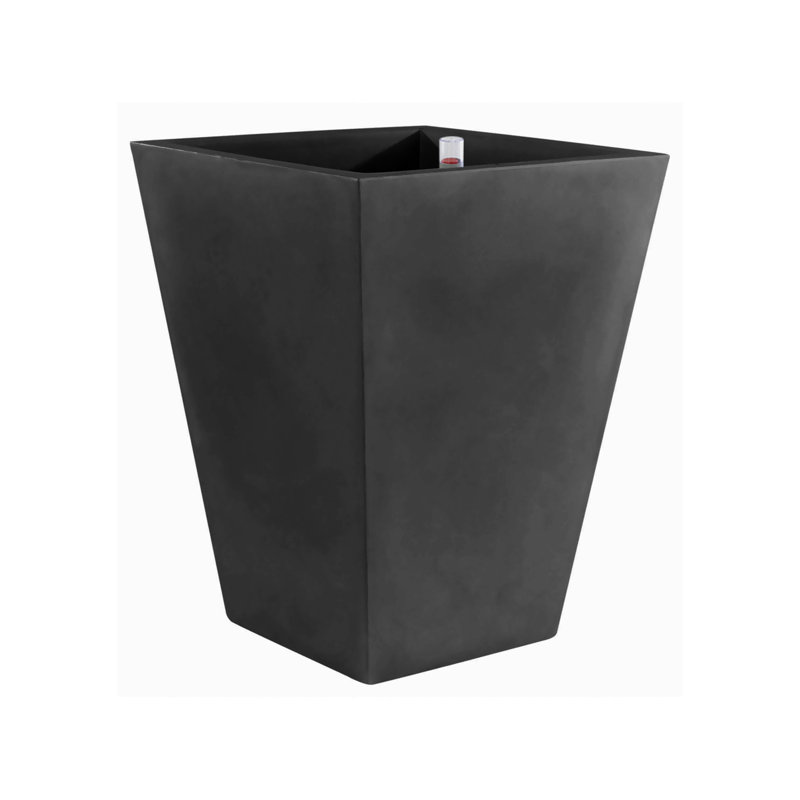 Cono Cuadrado - High Square Resin Cone Pot Planter - Self Watering, Black, 26.75" H x 17.75" W x 17.75" D
