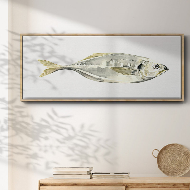 Silver Fish III- Framed Canvas, 20" H x 50" W