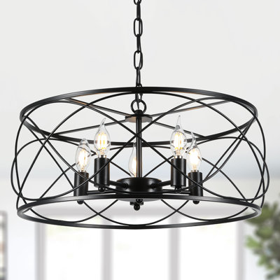 20" 5-Light Dimmable Adjustable Durm Chandelier