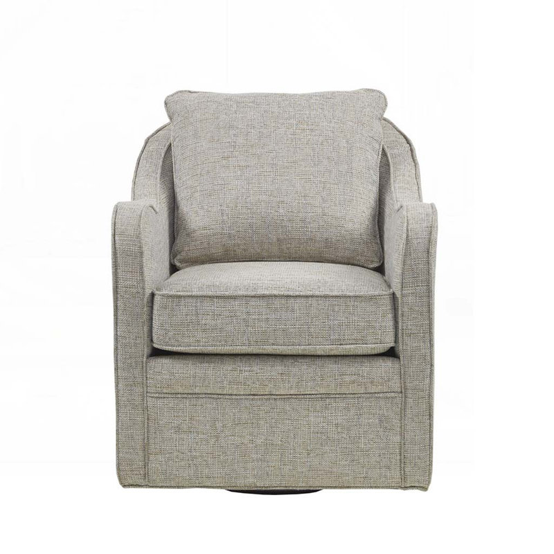 Chaise rembourrée en polyester avec base ronde, Gris