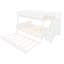 Lit superposé double au-dessus de grand lit double avec escalier, tablettes de rangement, lit gigogne et éclairage à DEL, blanc-1293883232