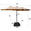 Double parasol avec grand abat-jour pour plage - tissu de cour arrière taupe 15 pi