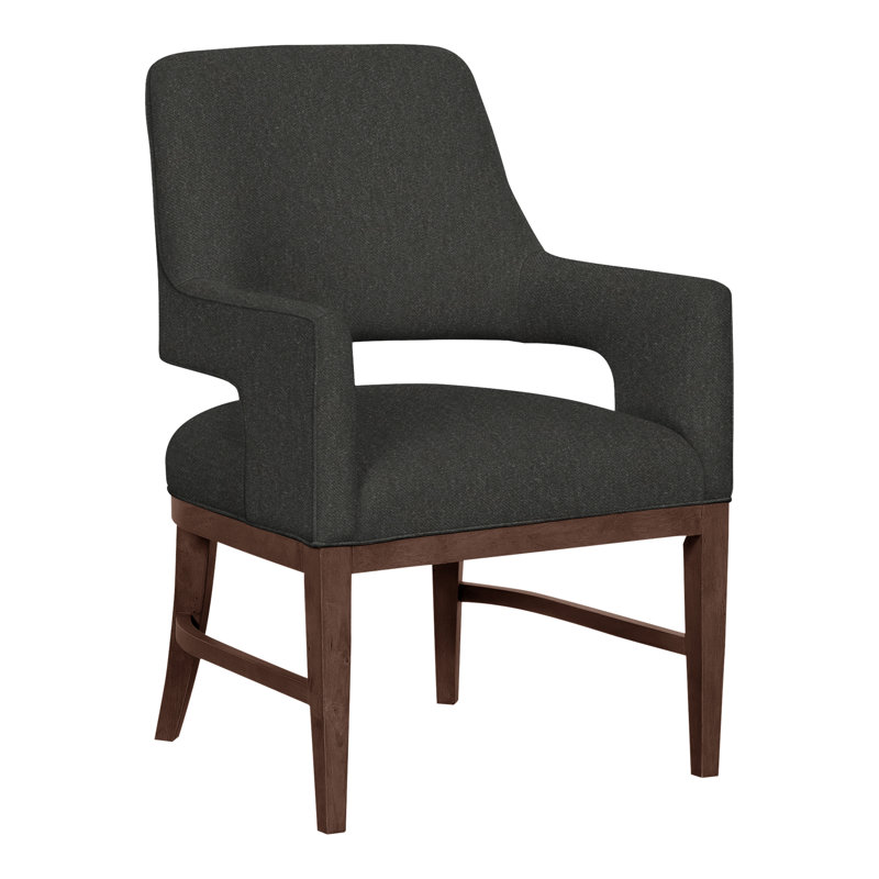 Chaise avec accoudoirs Josie Grande, Polyester 3152 Lin, Noyer