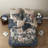Elegant Navy King Bedding Sets, Cotton Polyester Blend, Shabby Chic Bedroom