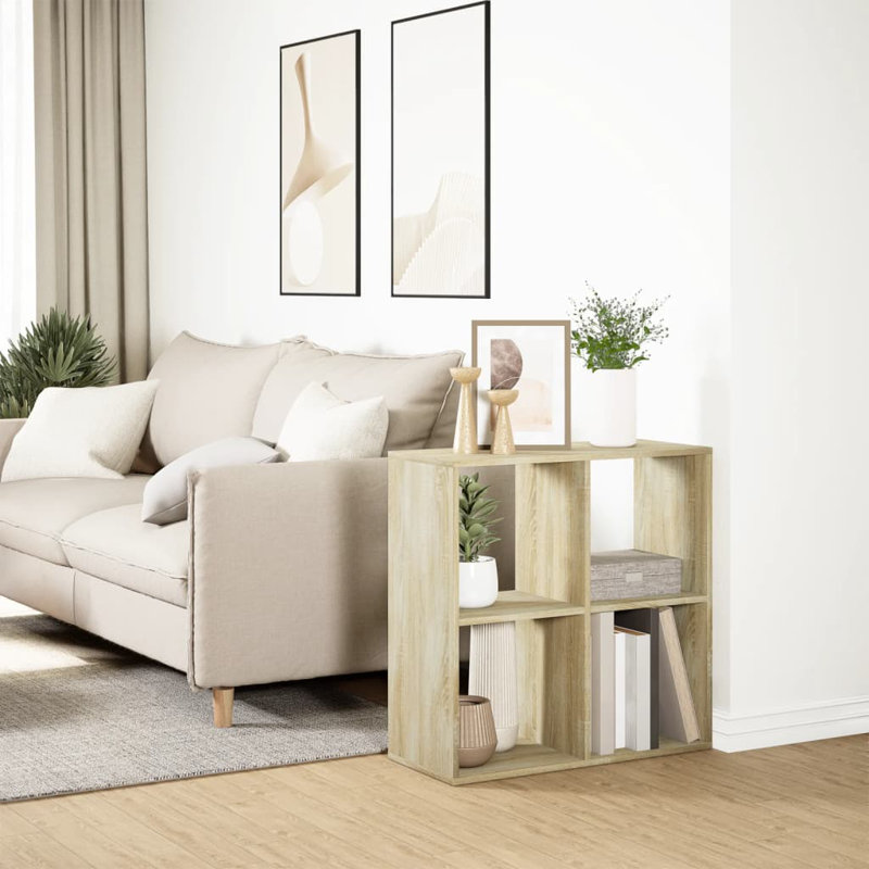 Sazya 69.5cm W Bookcase, Sonoma Oak, (2 Shelves) 69.5cm H x 69.5cm W x 29cm D