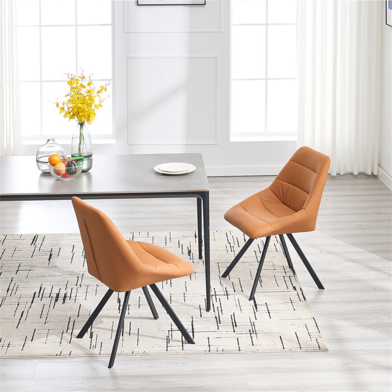 Chaise de salle à manger, ensemble de 2 chaises en tissu épaissi avec pieds en métal, gris, Brun