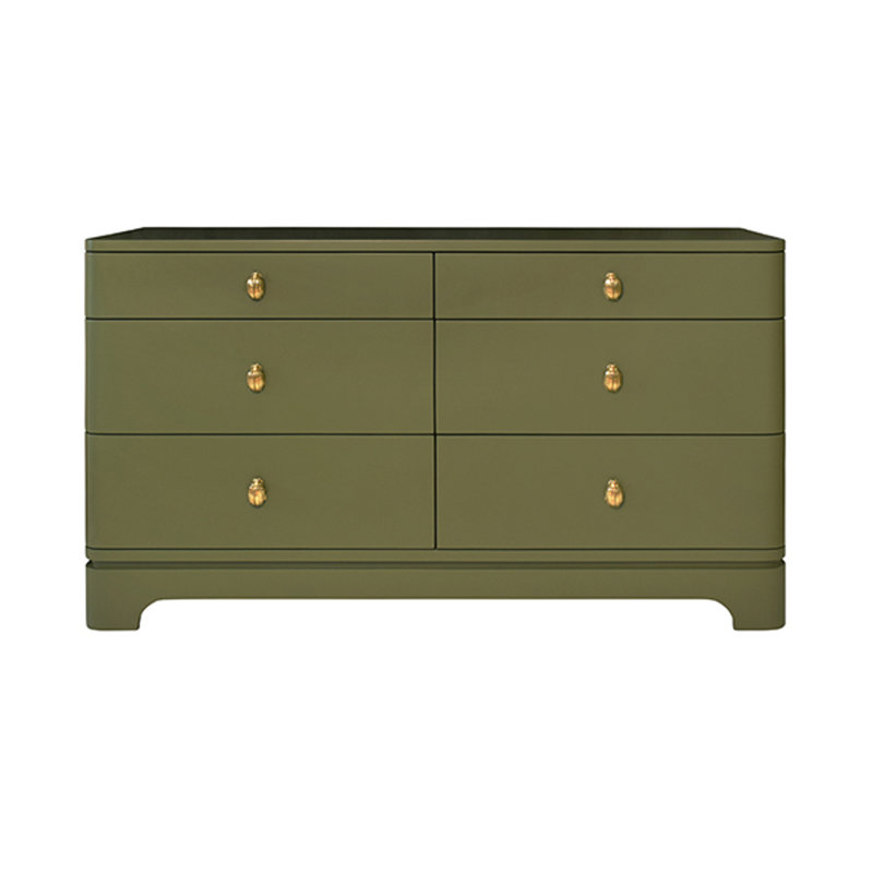 Commode à 6 tiroirs l 62 po Kilmer, Vert olive