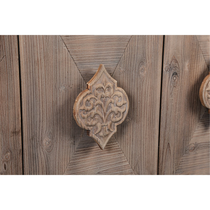 Armoire de salon avec poignées de porte ornées de fleurs - brun antique, 4 portes, cuisine brun, poignée artistique