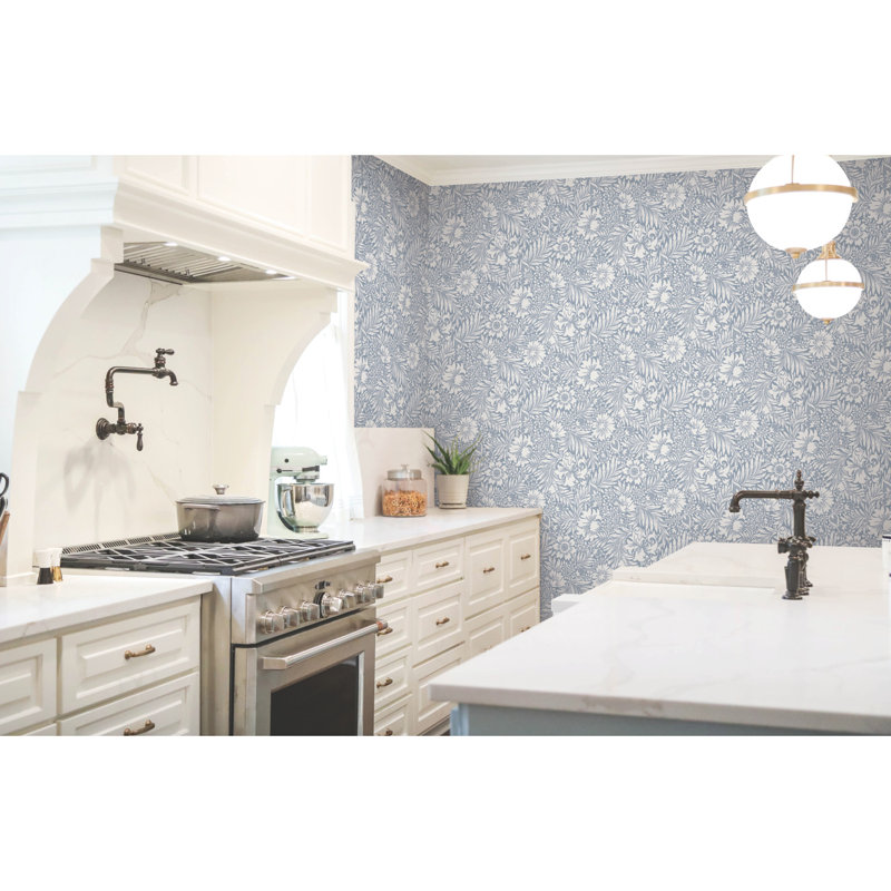 Papier peint adhésif moderne Acanthus, Bleu