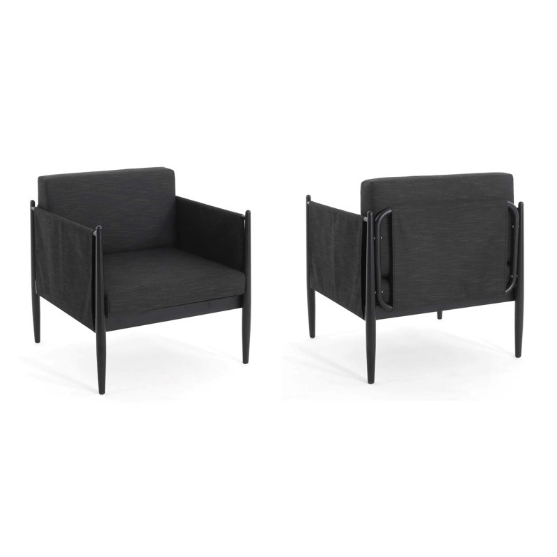 Chaise de club d'extérieur en aluminium noir 2 pièces DAWson