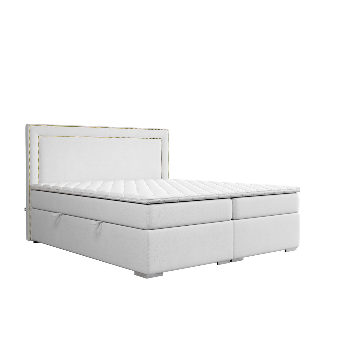 Boxspringbett Boretti mit goldenen Details, Topper und Bettkasten