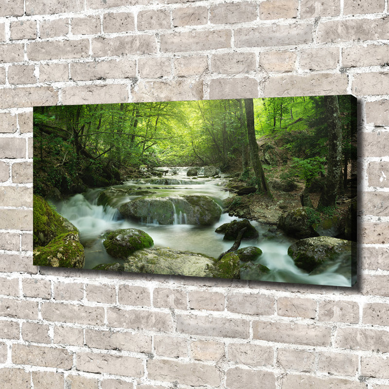 Waterfall In The Forest - Print, Wrapped Canvas, 70cm H x 140cm W x 2cm D