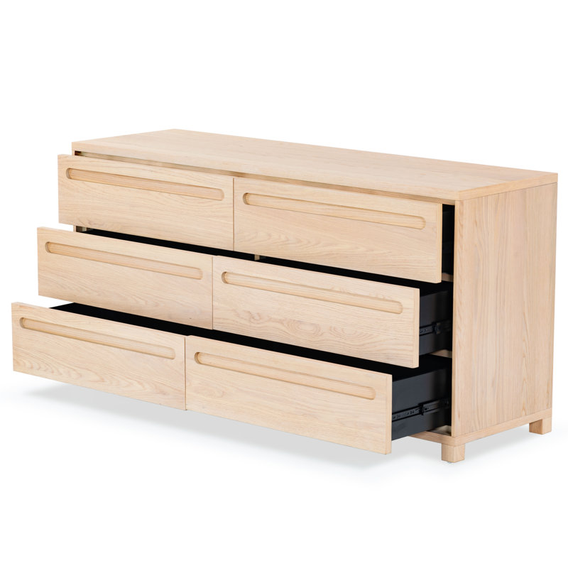 Tobiette 6 Drawer Wood Dresser, Oak