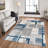 Ethan Abstract Geo High-Low Indoor Area Rug, Modern Blue Polyester/Polypropylene – Living Room & Bedroom-898265536