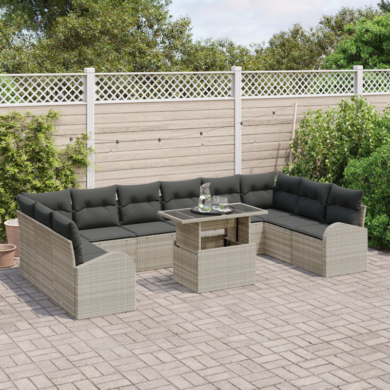 344cm Wide Patio Sofa with Cushions