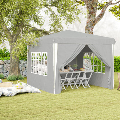 10' x 10' Pop-Up Canopy Tent, Sidewalls, Carry Bag Included, Grey