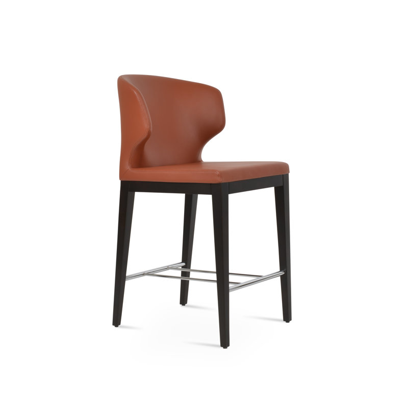 Tabouret de bar et de comptoir Amed, Wengé, Cannelle, Tabouret de comptoir (siège d'une hauteur de 24 p