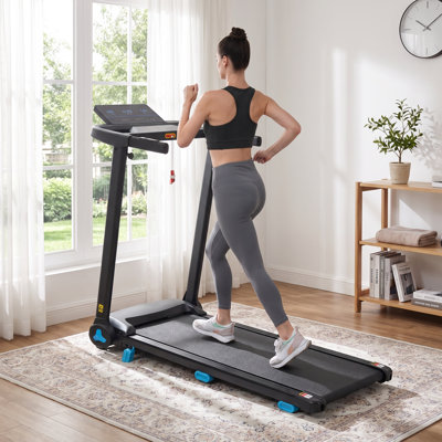 3.0 HP Foldable Treadmill with 8% Incline, 10 MPH Speed, 300 lbs Capacity, 12 Programs, Bluetooth Speaker, 3-Screen LED Display, USB & Type-C Charging