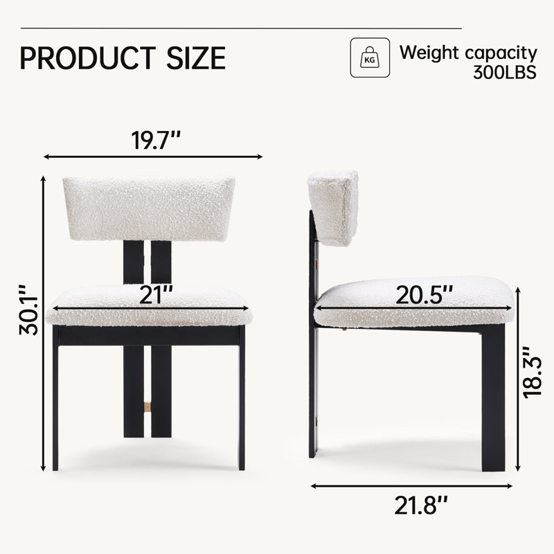 Chaises de salle à manger modernes avec coussin rembourré et structure en métal (ensemble de 2), Sans accoudoirs
