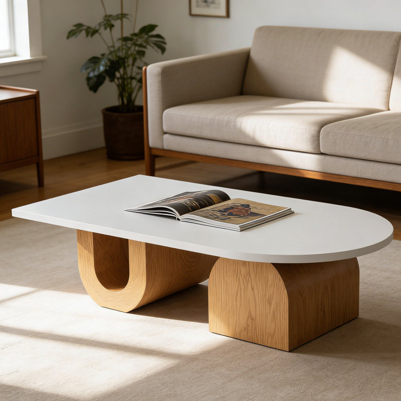 Pamala Wood Veneer Coffee Table Modern