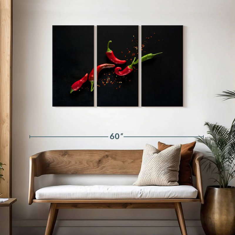 Yarlin Red And Green Chili Peppers, 28" H x 45" W