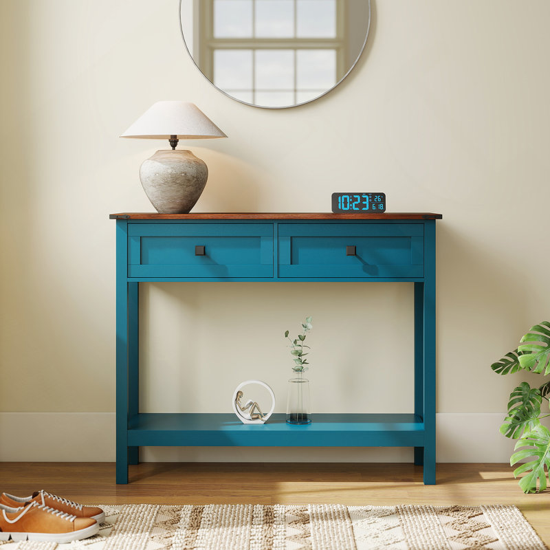 Console de style campagne avec 2 tiroirs et tablette de rangement inférieure pour le vestibule