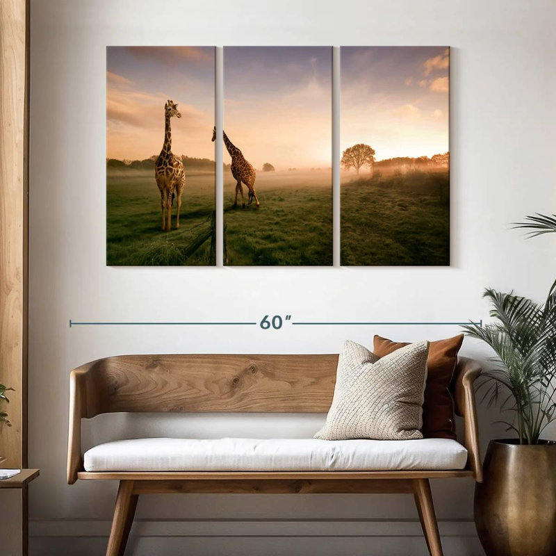Brampt Giraffes In Savanna, 32" H x 50" W