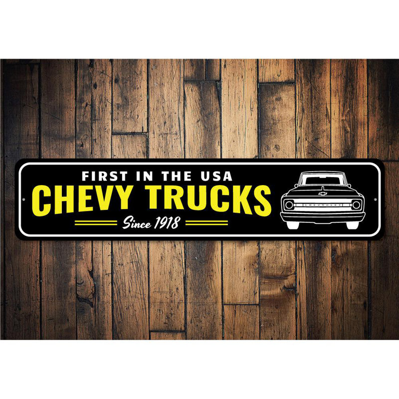Enseigne en aluminium Chevy Truck, H 4 po x l 18 po x P 0,04 po