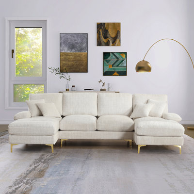 Allan 114"W Chenille U Shape Tufted Sectional