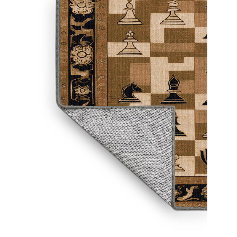 Machine Washable French Brown Area Rug, Round 4'