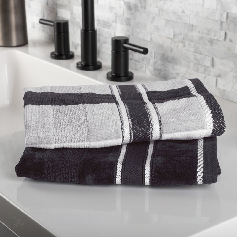 Ensemble de 6 serviettes de bain complètes au fini velours gris anthracite