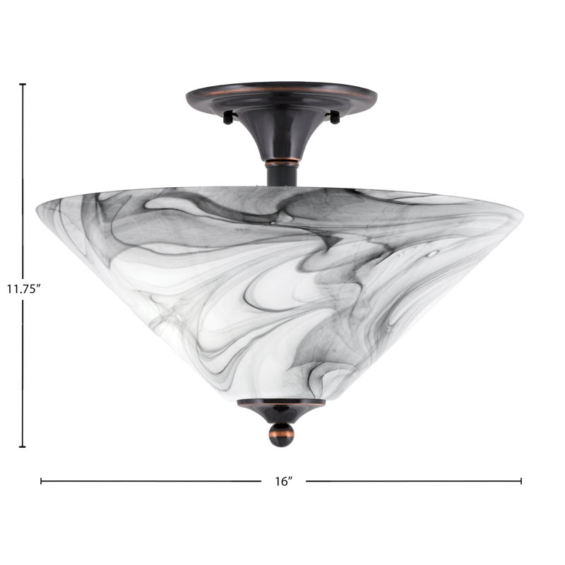 Mannheim Semi-Flush 2 Bulbs With Glass, Onyx, Black Copper