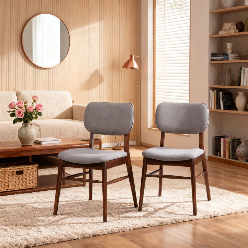 Ensemble de 2 chaises de salle à manger, alliant style et confort pour les intérieurs modernes, Gris clair, Noyer