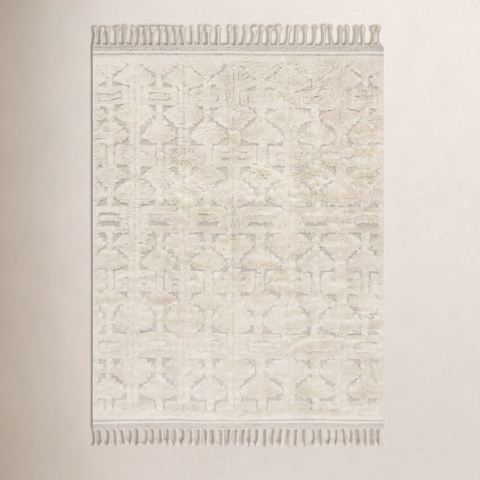 Michaela Beige Hand-Knotted Wool Rug, Rectangle 4' x 6'