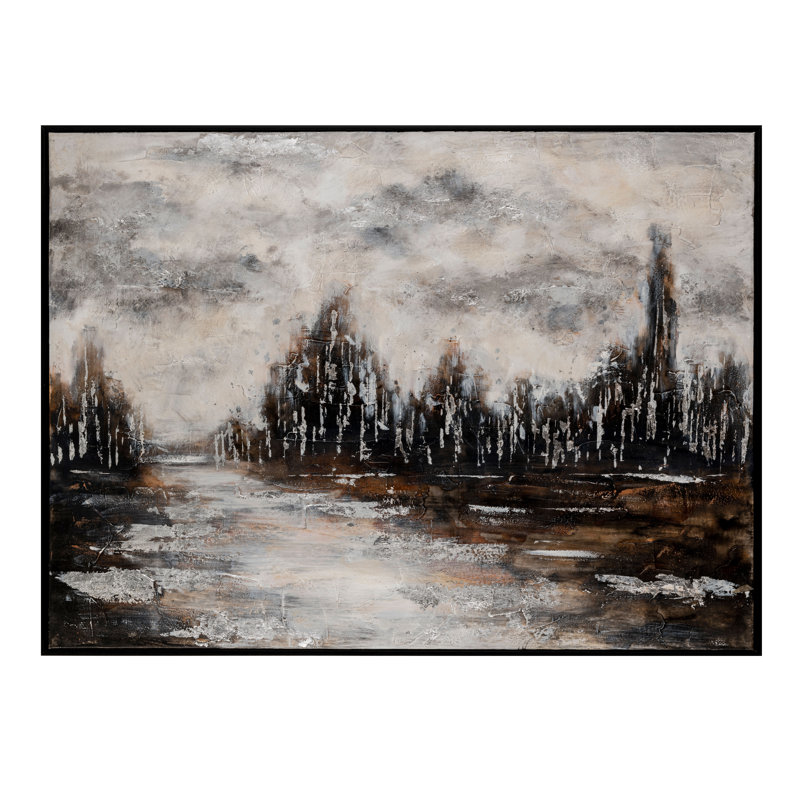 Rustic Surroundings Hand Painted Landscape Framed Canvas Wall Art