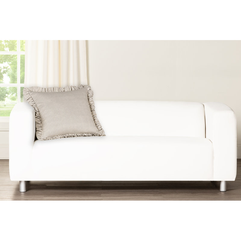 Birch Lane Ticking Stripe Ruffled Accent Pillow, Polyester, Black