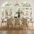 Natural Wood Extendable Dining Set with 8 Upholstered Chairs
