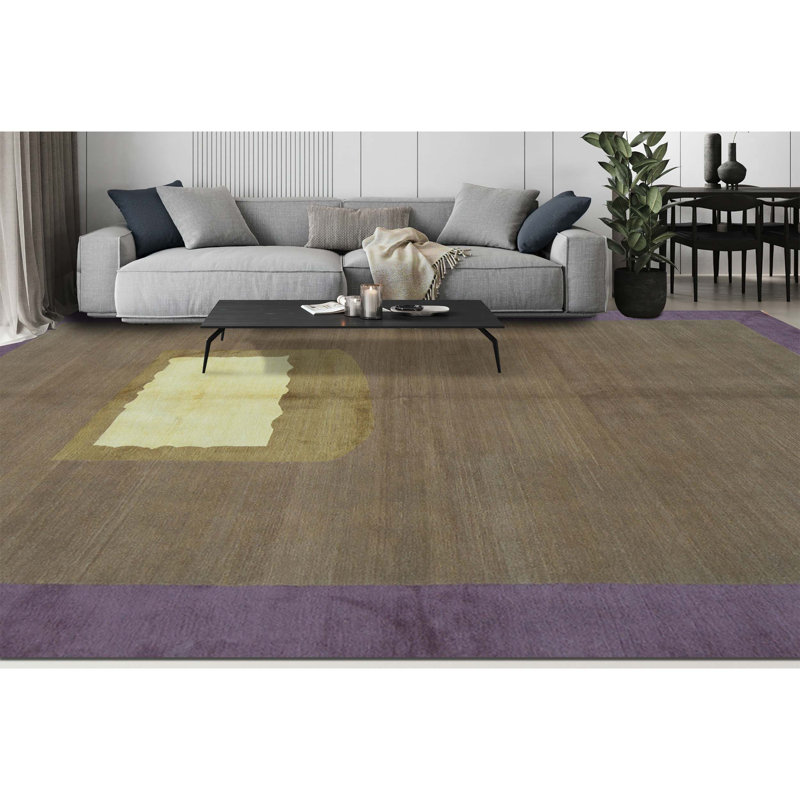 Wool Abstract Area Rug in Plum/Brown